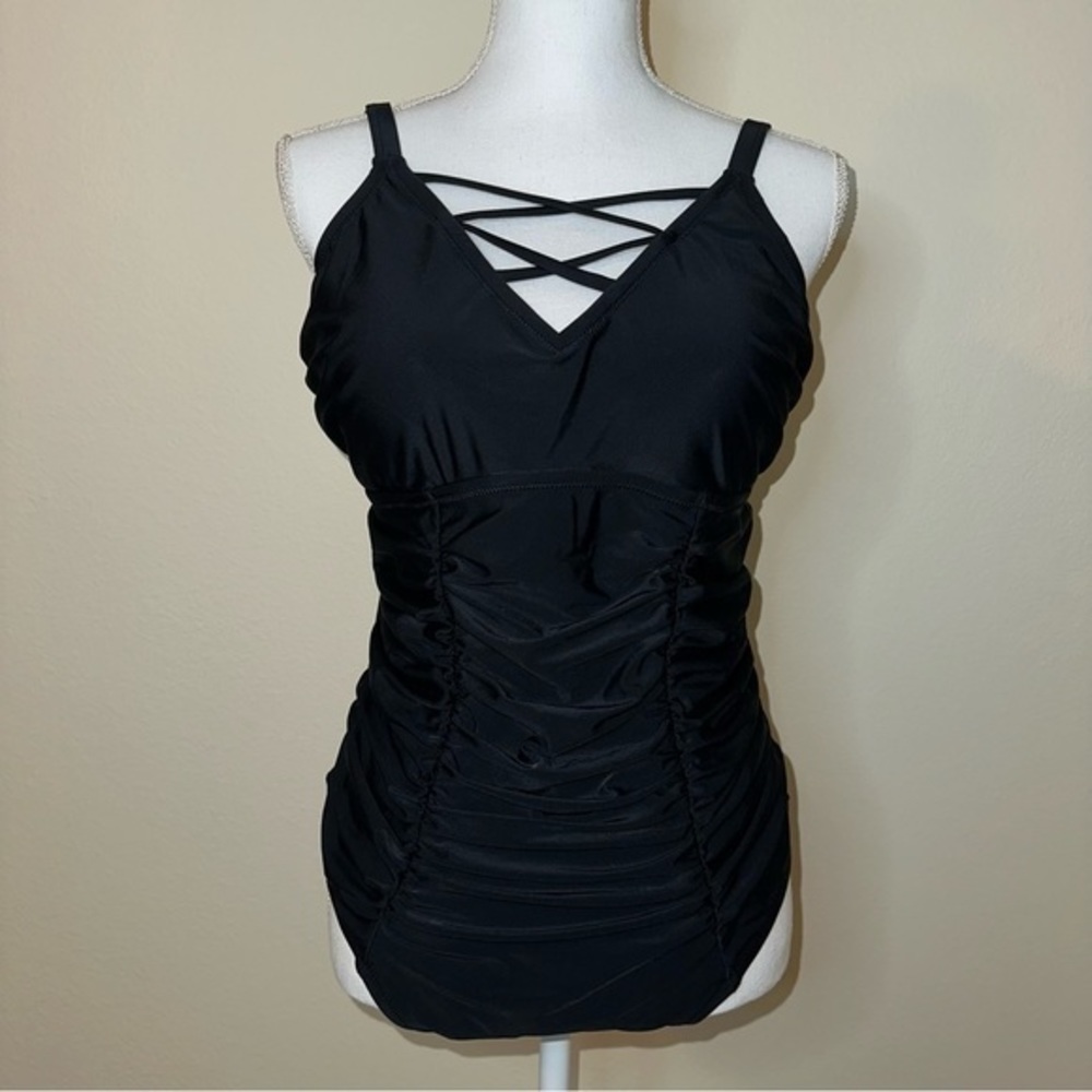 Cupshe Black One Piece Bathing Suit Swimwear 1X Beach Swim